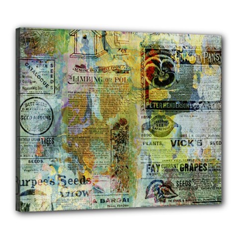 Old Newspaper And Gold Acryl Painting Collage Canvas 24  X 20  by EDDArt