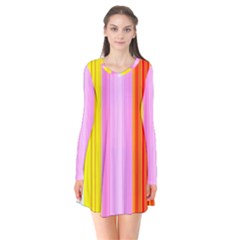 Multi Colored Bright Stripes Striped Background Wallpaper Flare Dress by Amaryn4rt
