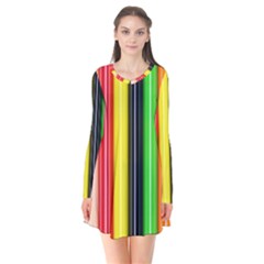 Colorful Striped Background Wallpaper Pattern Flare Dress by Amaryn4rt