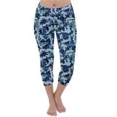 Navy Camouflage Capri Winter Leggings  by sifis