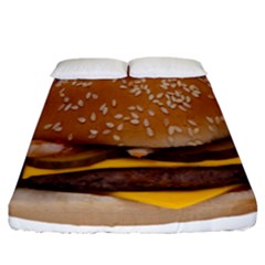 Cheeseburger On Sesame Seed Bun Fitted Sheet (california King Size) by Simbadda