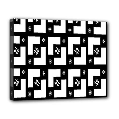 Abstract Pattern Background  Wallpaper In Black And White Shapes, Lines And Swirls Deluxe Canvas 20  X 16   by Simbadda