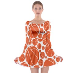Basketball Ball Orange Sport Long Sleeve Skater Dress by Alisyart