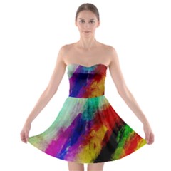 Colorful Abstract Paint Splats Background Strapless Bra Top Dress by Simbadda