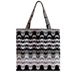 Chevron Wave Triangle Waves Grey Black Zipper Grocery Tote Bag by Alisyart