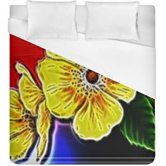 Beautiful Fractal Flower In 3d Glass Frame Duvet Cover (king Size) by Simbadda