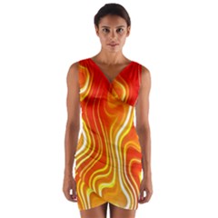 Fire Flames Abstract Background Wrap Front Bodycon Dress by Simbadda