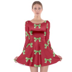 Red Green Ribbon Long Sleeve Skater Dress by CoolDesigns