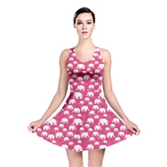 Pink Floral And Elephants Pattern Design Reversible Skater Dress by CoolDesigns