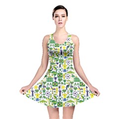Green Brazil Pattern Stylish Design Reversible Skater Dress by CoolDesigns