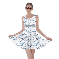 Blue Pattern Birds Silhouettes Skater Dress by CoolDesigns