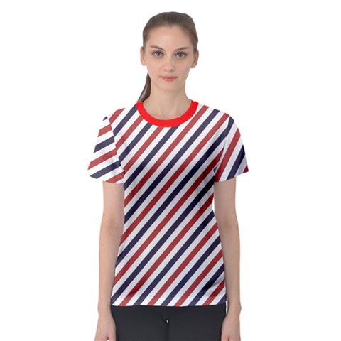 Red Barber Pole Pattern Barber Texture Women s Sport Mesh Tee by CoolDesigns
