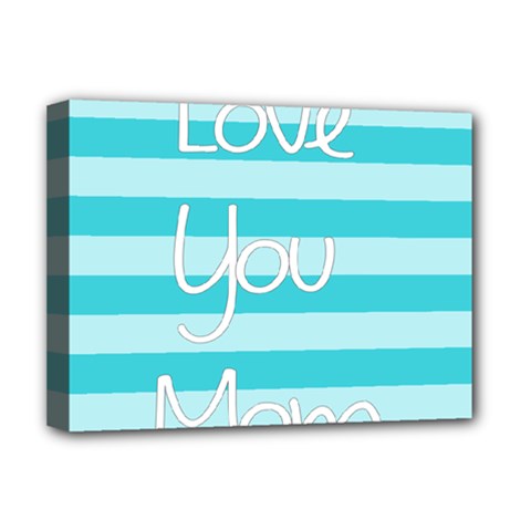 Love You Mom Stripes Line Blue Deluxe Canvas 16  X 12   by Alisyart