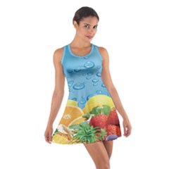 Fruit Water Bubble Lime Blue Cotton Racerback Dress by Alisyart