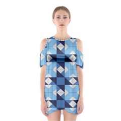 Radiating Star Repeat Blue Shoulder Cutout One Piece by Alisyart