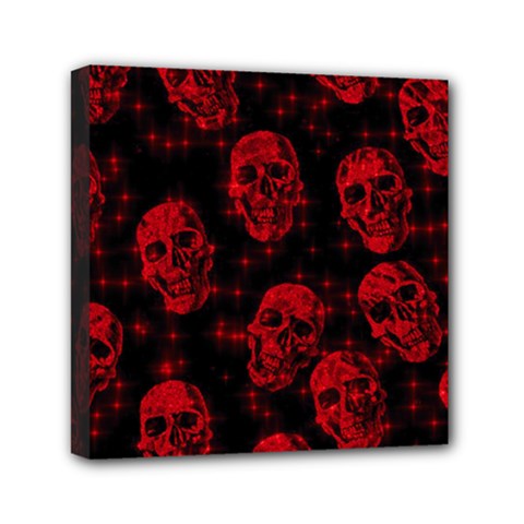 Sparkling Glitter Skulls Red Mini Canvas 6  X 6  by ImpressiveMoments
