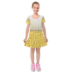 Water Bubbel Foam Yellow White Drink Kids  Short Sleeve Velvet Dress by Alisyart