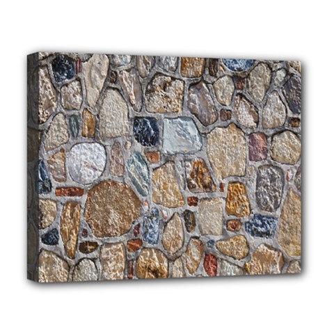 Multi Color Stones Wall Texture Deluxe Canvas 20  X 16   by Simbadda
