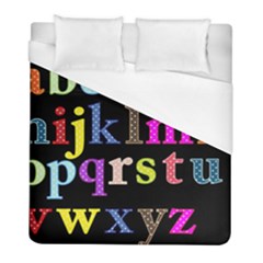 Alphabet Letters Colorful Polka Dots Letters In Lower Case Duvet Cover (full/ Double Size) by Simbadda