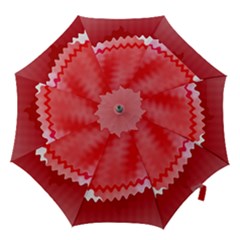 Red Fractal Wavy Heart Hook Handle Umbrellas (large) by Simbadda