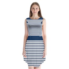 Horizontal Stripes Blue White Line Sleeveless Chiffon Dress   by Mariart