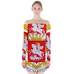 Greater Coat Of Arms Of Georgia Long Sleeve Off Shoulder Dress by abbeyz71
