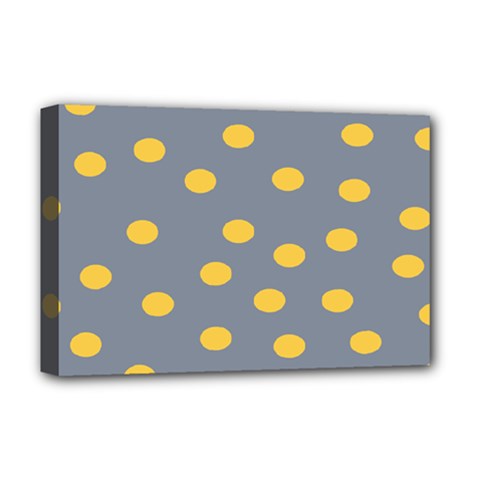 Limpet Polka Dot Yellow Grey Deluxe Canvas 18  X 12   by Mariart