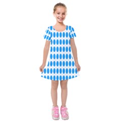 Polka Dots Blue White Kids  Short Sleeve Velvet Dress by Mariart