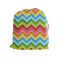 Colorful Background Of Chevrons Zigzag Pattern Drawstring Pouches (extra Large) by Simbadda