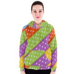 Colorful Easter Ribbon Background Women s Zipper Hoodie by Simbadda