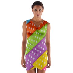 Colorful Easter Ribbon Background Wrap Front Bodycon Dress by Simbadda