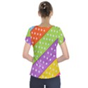 Colorful Easter Ribbon Background Short Sleeve Front Detail Top View2