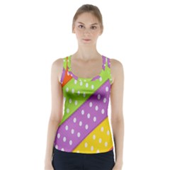 Colorful Easter Ribbon Background Racer Back Sports Top by Simbadda