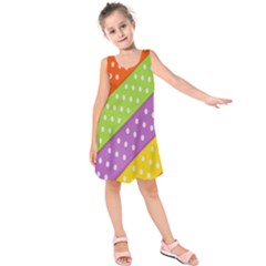 Colorful Easter Ribbon Background Kids  Sleeveless Dress by Simbadda