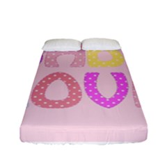 Pink Baby Love Text In Colorful Polka Dots Fitted Sheet (full/ Double Size) by Simbadda