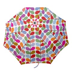 Colorful Bright Leaf Pattern Background Folding Umbrellas by Simbadda