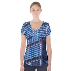 Modern Business Architecture Short Sleeve Front Detail Top by Simbadda