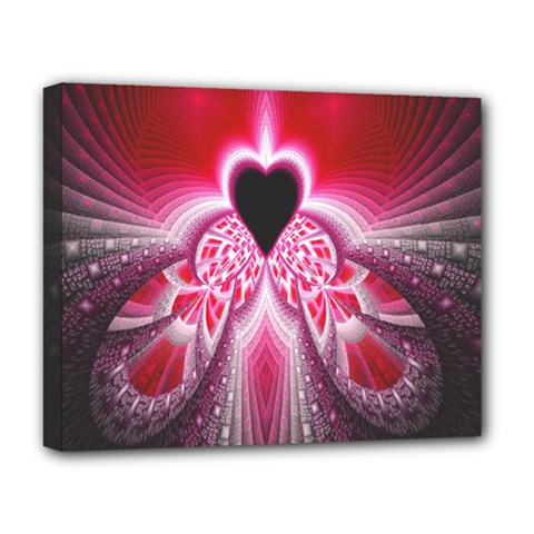 Illuminated Red Hear Red Heart Background With Light Effects Deluxe Canvas 20  X 16   by Simbadda