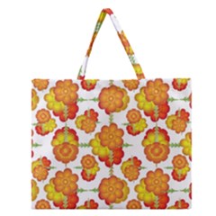 Colorful Stylized Floral Pattern Zipper Large Tote Bag by dflcprints