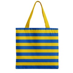 Horizontal Blue Yellow Line Zipper Grocery Tote Bag by Mariart