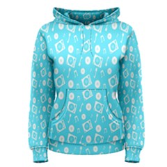 Record Blue Dj Music Note Club Women s Pullover Hoodie by Mariart