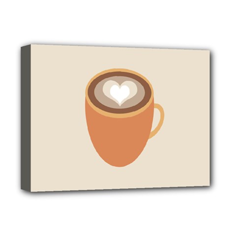 Artin Coffee Chocolate Brown Heart Love Deluxe Canvas 16  X 12   by Mariart