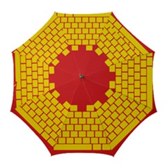 Firewall Bridge Signal Yellow Red Golf Umbrellas by Mariart