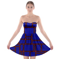Line Plaid Red Blue Strapless Bra Top Dress by Mariart