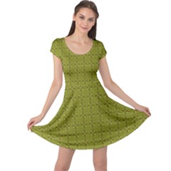 Royal Green Vintage Seamless Flower Floral Cap Sleeve Dresses by Mariart
