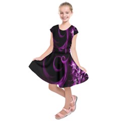 Purple Flower Floral Kids  Short Sleeve Dress by Mariart