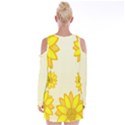 Sunflowers Flower Floral Yellow Velvet Long Sleeve Shoulder Cutout Dress View2