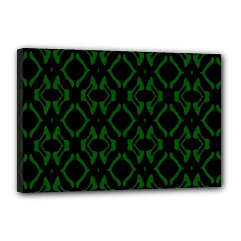 Green Black Pattern Abstract Canvas 18  X 12  by Nexatart