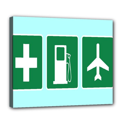 Traffic Signs Hospitals, Airplanes, Petrol Stations Deluxe Canvas 24  X 20   by Mariart