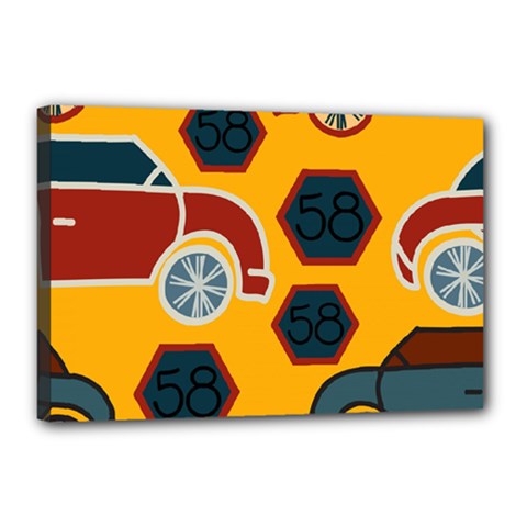 Husbands Cars Autos Pattern On A Yellow Background Canvas 18  X 12  by Nexatart
